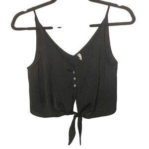 NWOT Free People Intimately Black Button Front Tie Hem Cami Top Size S